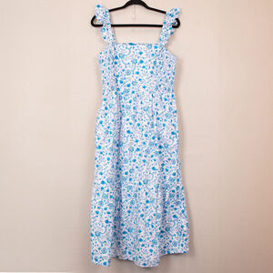 Draper James blue floral smocked midi dress-L